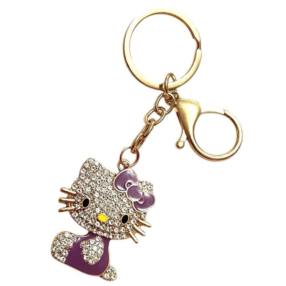 Hello Kitty Purple Dress Crystal Keychain Bag Charm